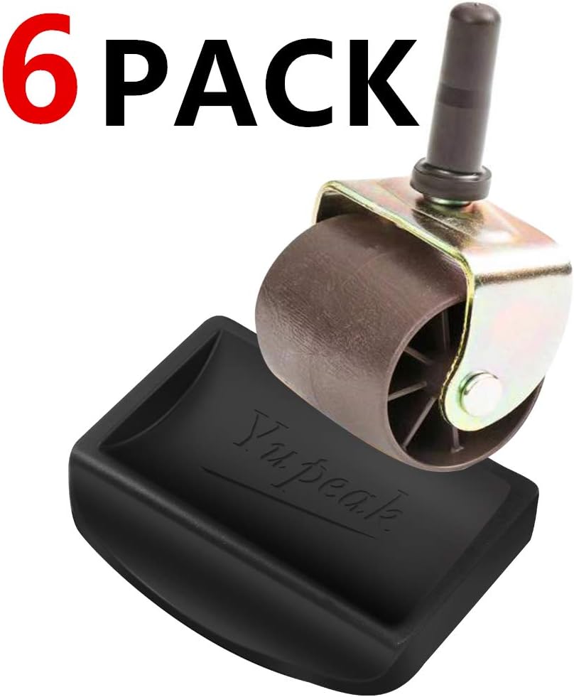 Yupeak 6 Pack Bed Stopper & Furniture Stopper - Newest Design Caster Cups fits to All Wheels of Furniture, Sofas and Bed - Caster Made up of Organic Silicone and Prevents Scratches (Black)