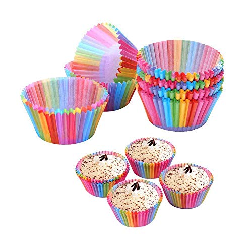 600pcs Cupcake Liners, Disposable Paper Baking Cups Rainbow Cupcake Wrappers Nonstick Muffin Cases Molds, 6 Styles Cupcake Liners for Cake Balls, Muffins, Cupcakes and Candies - Thumbnail 3