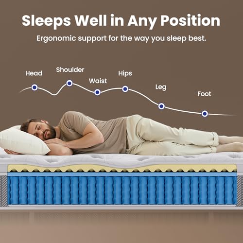 BedStory King Size Mattress 12 Inch, Medium Firm Hybrid Mattress in a Box, Individual Pocket Springs for Pain Relief, CertiPUR-US Certified, 365-Night-Trail, 10 Years Warranty