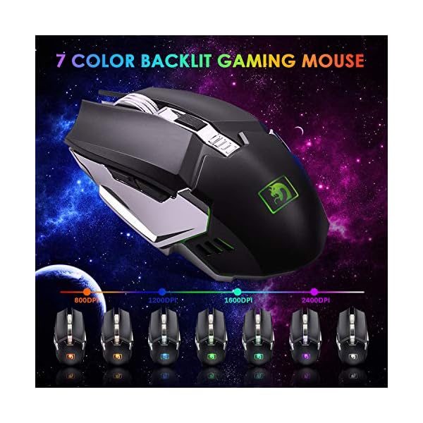 FELiCON K620 Wireless Gaming Keyboard and Mouse Combo, Mechanical Feel Rechargeable 100% Keyboard 4800 mAh, 16 Light Up…