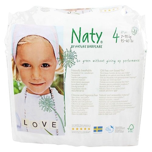 Naty Eco-friendly Baby Diapers Pack Size 4, 7-18 kg, 15-40 lbs, 27 pcs