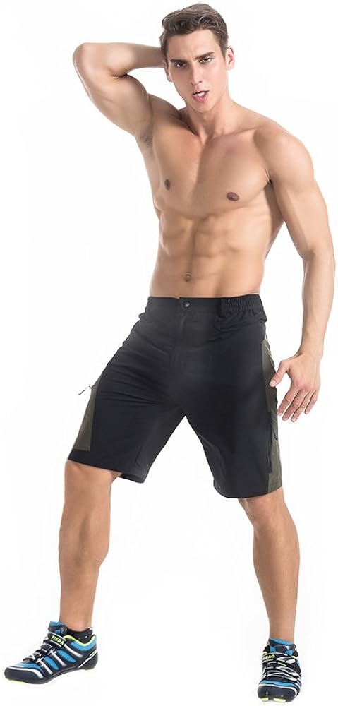 TOMSHOO Men's Baggy Cycling Shorts Breathable Loose-Fit Outdoor Sports MTB Cycling Running Shorts: Clothing