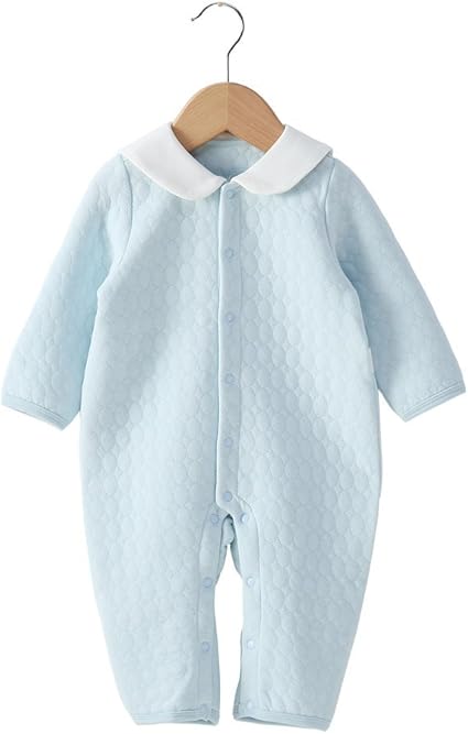 Amazon ベビー服 長袖ロンパース 白襟付き 新生児 子供服 春 秋 冬 綿１００ カバーオール 赤ちゃん ニットキルト 無地 肌着 ブルー 24ｍ スクリーンプロテクター 通販