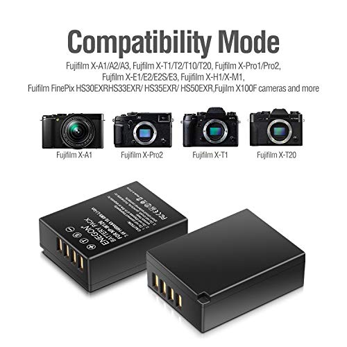 NP-W126S NP-W126 Batterie de Rechange (2 Paquets) et Chargeur Double USB pour Fujifilm NP-W126S NP-W126 et Fuji FinePix HS30EXR HS35EXR HS50EXR X-A1 X-E3 X-T3 XT-30 X-T100 et Plus de caméras - Image 3