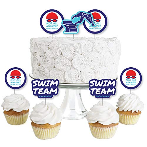 Making Waves - Swim Team - Dessert Cupcake Toppers - Swimming Party or Birthday Party Clear Treat Picks - Set of 24