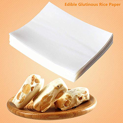 FiveEyes 1000 Pieces Glutinous Edible Rice Paper,Edible Candy Wrapping Wafer Paper Sheets,Translucent and Starchy 1000 Sheets, 3"x2.6"ï¼6x8 cmï¼