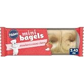 Pillsbury Frozen Mini Bagels, Strawberry Creamy Cheese, Whole Grain Heat and Serve Breakfast, 2.43 Oz Pouches (Pack of 72)