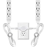 3 Prong 12 FT Twin Extension Cord Power Strip, HITRENDS 6 Feet and 3 Outlet on Each Side, Flat Head Outlet Plug Extender, Dou