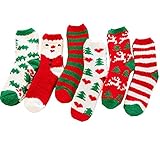 Padgene 6 Pairs Pack Womens Christmas Warm Butter Soft Fuzzy Socks Crew Socks