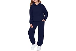 Hoodie Sweatsuit Set for Boys Girls 2 Piece Hooded Sweatshirt Jogger Sweatpants Tracksuit Kids Athletic Solid Outfits