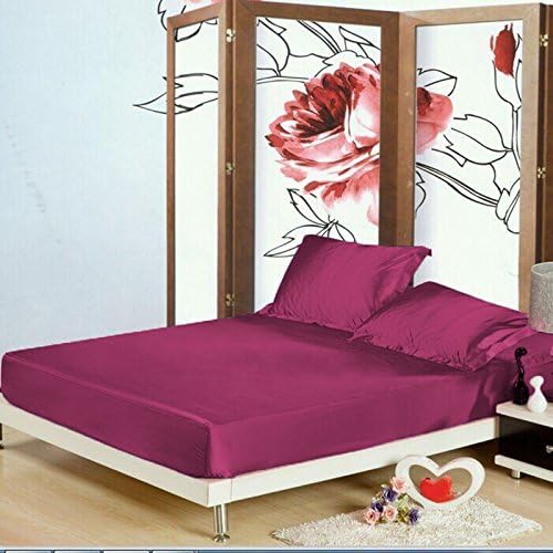 Best Quality 100% silky Satin 6 Pc. Sheet Set (1 Fitted Sheet+1 Flat sheet + 4 Pillow Cover) California King Purple