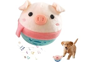 FANSUIT Interactive Dog Toys, 2025 Upgrade Active Moving Pet Plush Toy, Moving Interactive Squeaky Toy, Pig Plush Sound Electronic Dogs Toy Pets Balls (Cute Pig)