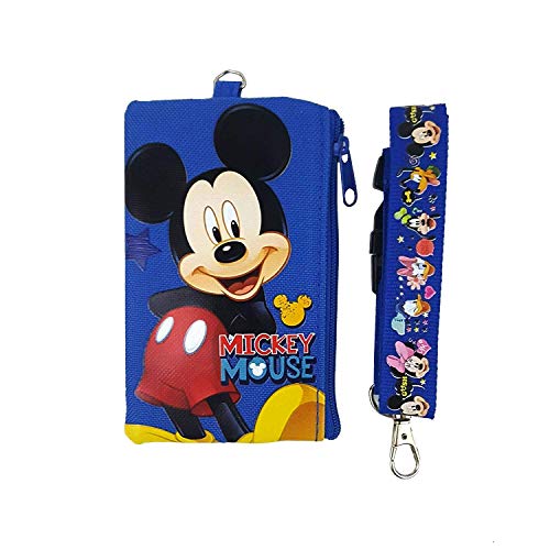 Disney Mickey and Minnie Mouse Drawstring Backpacks Plus Lanyards with Detachable Coin Purse and Autograph Books (Set of 6) (Dark Blue - Dark Blue)