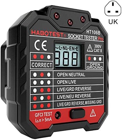 Trkee Socket Outlet Tester Circuit Polarity Voltage Wall Plug Breaker Finder with RCD/GFCI (UK Plug)