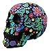 Atlantic Collectibles Day Of The Dead Black Multi Colored Floral Tattoo Skull Figurine 8.25