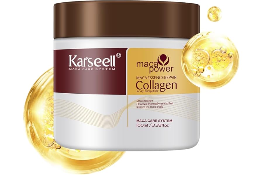 Karseell 3.38floz 100ml Collagen Hair Treatment Deep Repair Conditioning Argan Oil Collagen Hair Mask Essence for Dry Damaged Hair All Hair Types