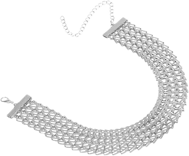 Amazon ビグッド Bigood レディース 幅広 チョーカー ネックレス 首輪 ファッション アクセサリー パーティー 誕生日 プレゼント シルバー チョーカー 通販