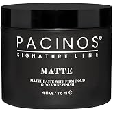 Pacinos Matte Hair Paste for Men, Firm Hold, No Shine, Styling Wax, 4 fl oz | Matte paste, sculpting texture, flake-free finish, long-lasting control, all hair types, easy definition