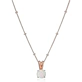 MORGAN & PAIGE .925 Sterling Silver 18K Yellow or 14k Rose Gold Plated Created Opal Pendant Station Necklace for Women, Hypoallergenic Sterling Silver Necklace for Women, Dainty Jewelry for Her 18"