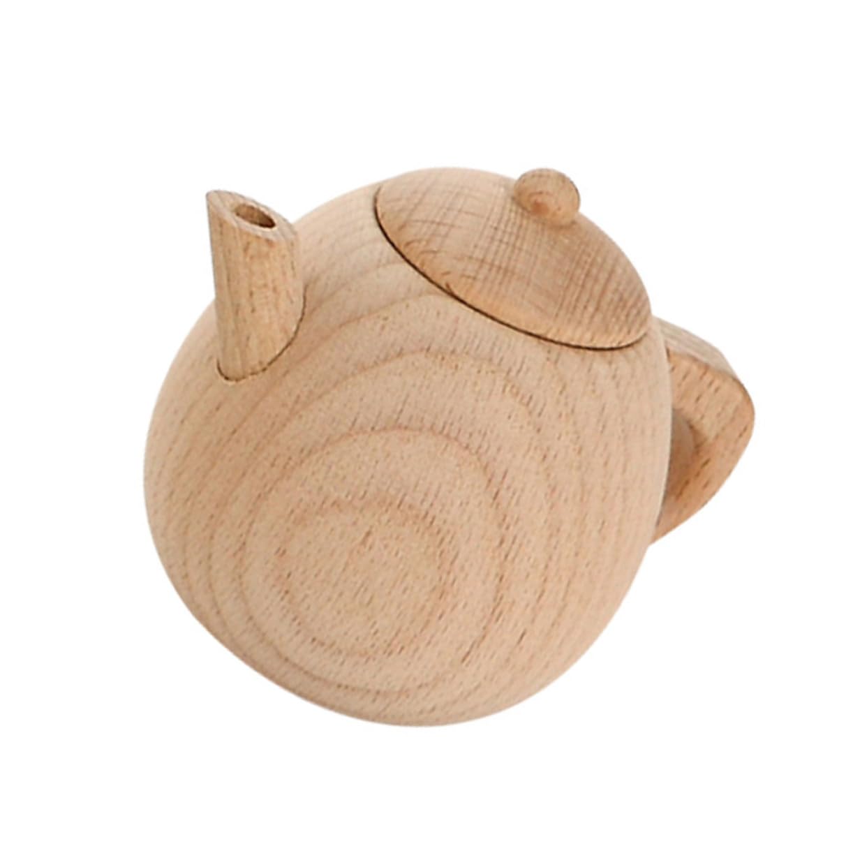 TOYANDONA Solid Wood Tableware Small Simulation Tea Kettle Cooking Role Play for Nursery Playhouse Non-toxic Natural Beechwood Creative Educational Kitchen Cutlery
