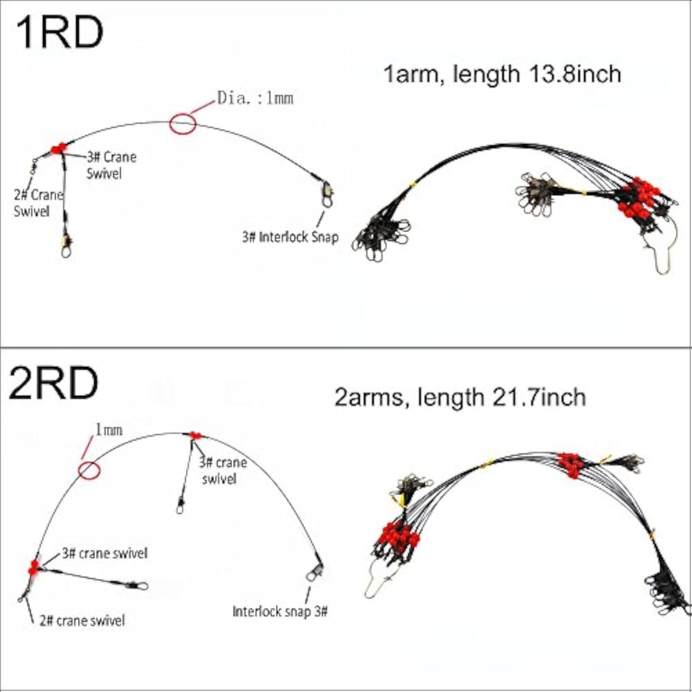 12pcs HighStrength Stainless Steel Fishing Rigs Black Wire Leaders