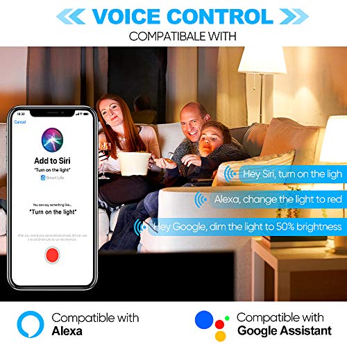 Smart Light Bulbs Works with Alexa, Google Home and Siri, RGBW+CCT 2700-6500K Color Changing, AWOW E26 LED WiFi Smart Light Bulb No Hub Required, 9W(60w Equivalent) 4 Pack