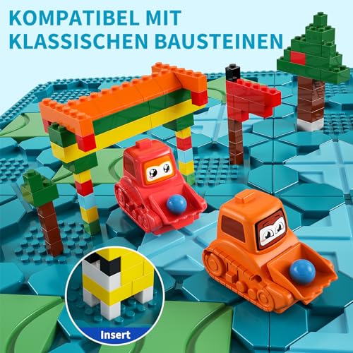 burgkidz Logical Road Builder Board Game for Children 4 5 6 7 8 Years, 56 x 56 cm Large Game Board Labyrinth Puzzle Logic Game with Withdrawal Digger STEM Gift Children's Toy