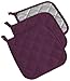 DII Basic Terry Collection Quilted 100% Cotton, Potholder, Eggplant, 3 Piece