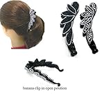 Set of 3 Banana Clips with Sparkling Stones HM86420-0065-3