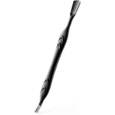 FERYES Cuticle Pusher with Fork, 2-in-1 Cuticle Trimmer Nail Care Tool, Stainless Steel Cuticle Remover Tool for Manicures and Pedicures -Black