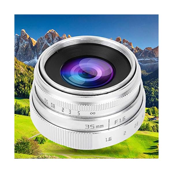 Kameraobjektiv, 35 mm F1.6 CCTV C-Mount Manuelles Digitales Objektiv mit Fester Apertur für Sony NEX, M4/3, FX(Silber) – Bild 4