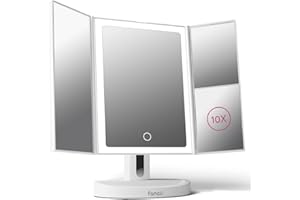 Fancii Vanity Makeup Mirror with LED Lights, 10x 5X 1X Magnification, Rechargeable - 68 Dimmable Natural Lights, Touch Sensor