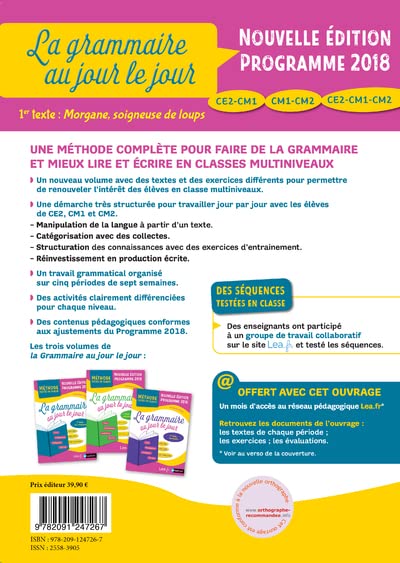 La Grammaire au jour le jour - Morgane - édition 2020 - CE2/CM1/CM2 - Lire, transposer, collecter, écrire - Image 3