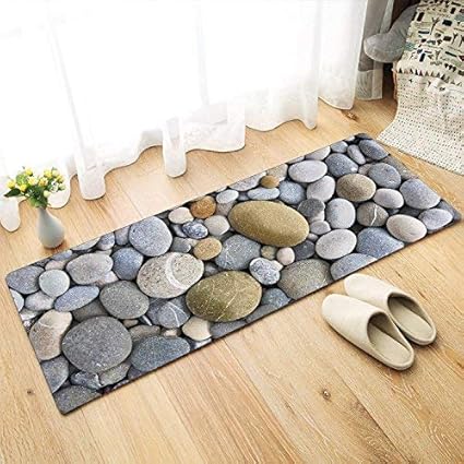 Status 3D Digital Printed Premium Quality Runner for Kitchen/Lobby/ Drawing Room/Bedside Runner with Anti Skid Backing (Stone Print) (Pack of 1)