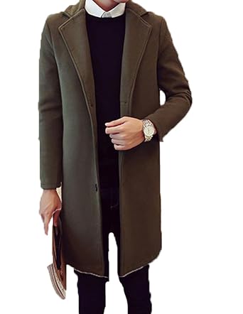 Amazon ドチィン Daocheng メンズ ロング丈 ラシャコート 無地