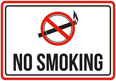 No Smoking Red, Black And White Business Commercial Security Warning Small Sign, Metal, 7.5x10.5 Inch