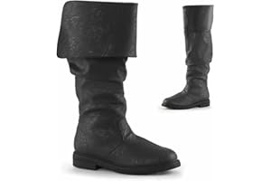 BOKAAW Cos Renaissance Boots Medieval Pirate Boots Western Knight Boots Flat Jazz Boots Male and Female Pull On Mid Calf Gothic Cosplay Boots (US 10, Black)