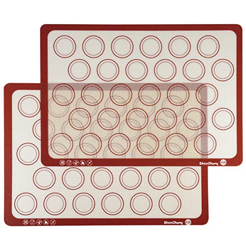 Macaron Mat Pastry Mat Silicone Baking Mats Non-stick for Macaroon/Pastry/Cookie/Bun/Bread Silicone Baking Sheet Liners - 2 Pack
