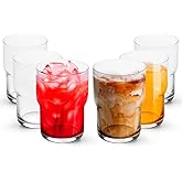 LEMONSODA Stackable Iced Coffee Glasses Set of 6, 48-15 and 21oz Drinking Glasses for Lattes, Tea, Coffee, and Water (15oz, Set of 6)