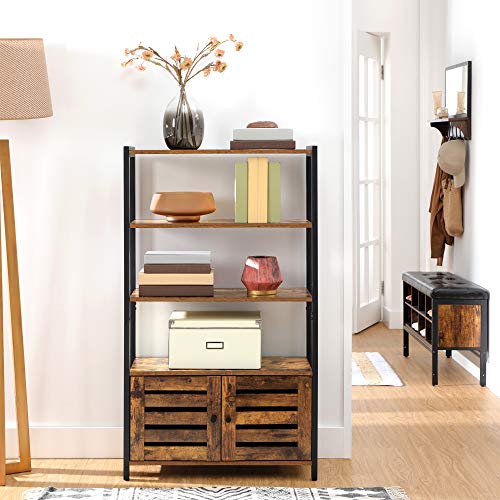 VASAGLE LOWELL Bookshelf, Storage with 3 Shelves and 2 Louvered