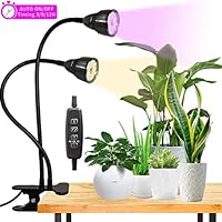 LED Grow Light for Indoor Plant,360° Gooseneck Dual Head Clip-on Plant Lights for Seedlings Succulents Micro-Greens,Timer Function (3 Modes & 10-Level Brightness)