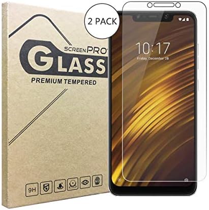 (2 Pack) Xiaomi Pocophone F1 Screen Protector，[Thickness 0.3mm] [9H Hardness] [Bubble Free] [Easy to Install] [Anti-Scratch] 2.5D Round Edge Tempered Glass Screen for Xiaomi Pocophone F1