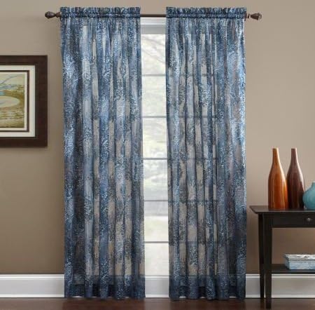 Chapel Hill By Croscill Blue Takira - Sheer Tailored 54x84" Curtain Panel Pair