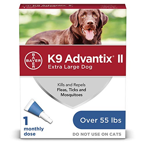 Bayer Animal Health K9 Advantix II Flea and Tick Prevention for Dogs, Dog Flea and Tick Treatment for Extra Large Dogs Over 55 lbs, 1 Monthly Application