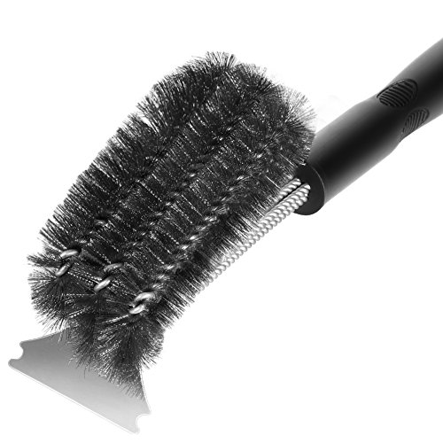 HOSPORT BBQ Grill Brush Barbecue Brushes and Scraper + Silicone Basting Brush 18" BBQ Brushes Cleaner Stainless Steel Bristle for Grill Cooking Cleaning