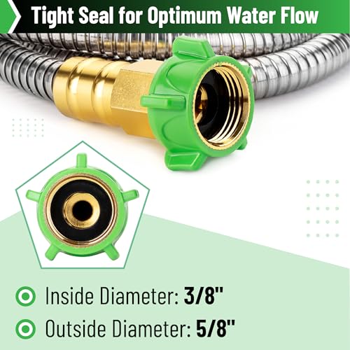 UNCO- Stainless Steel Metal Hose with 4 Function Brass Nozzle, 75 ft, photo 9