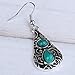 YAZILIND Vintage Green Round Teardrop Embossed Dangle Drop Hook Earrings