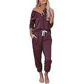 AUTOMET Lounge Sets for Women Comfy 2 Piece Pajamas Sets Fall Loungewear Pjs Outfits Sweatsuits with Sweatpants 2025