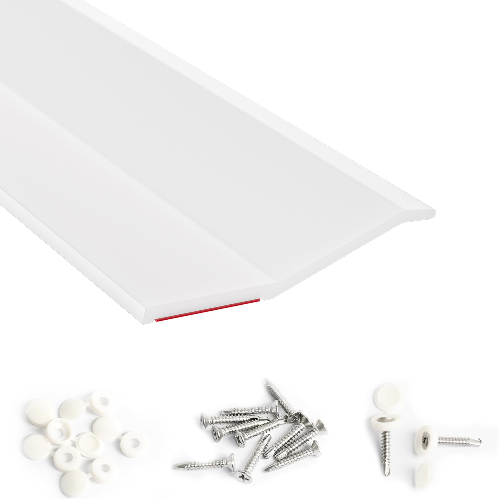 Photo 1 of Elvone Garage Door Seal Top and Sides, 40 FT Universal TPE Weather Stripping Trim Seal Weatherproofing Seal with Nails and Lids in White