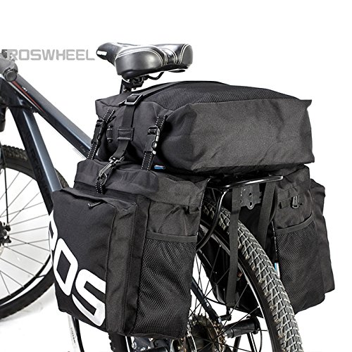 Life-Plus Roswheel 37L Water Resistant Durable 3 in 1 Bicycle Rear Pannier Bag Black
